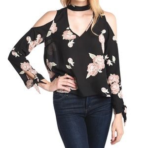Cupcakes and Cashmere Top Black Cold Shoulder